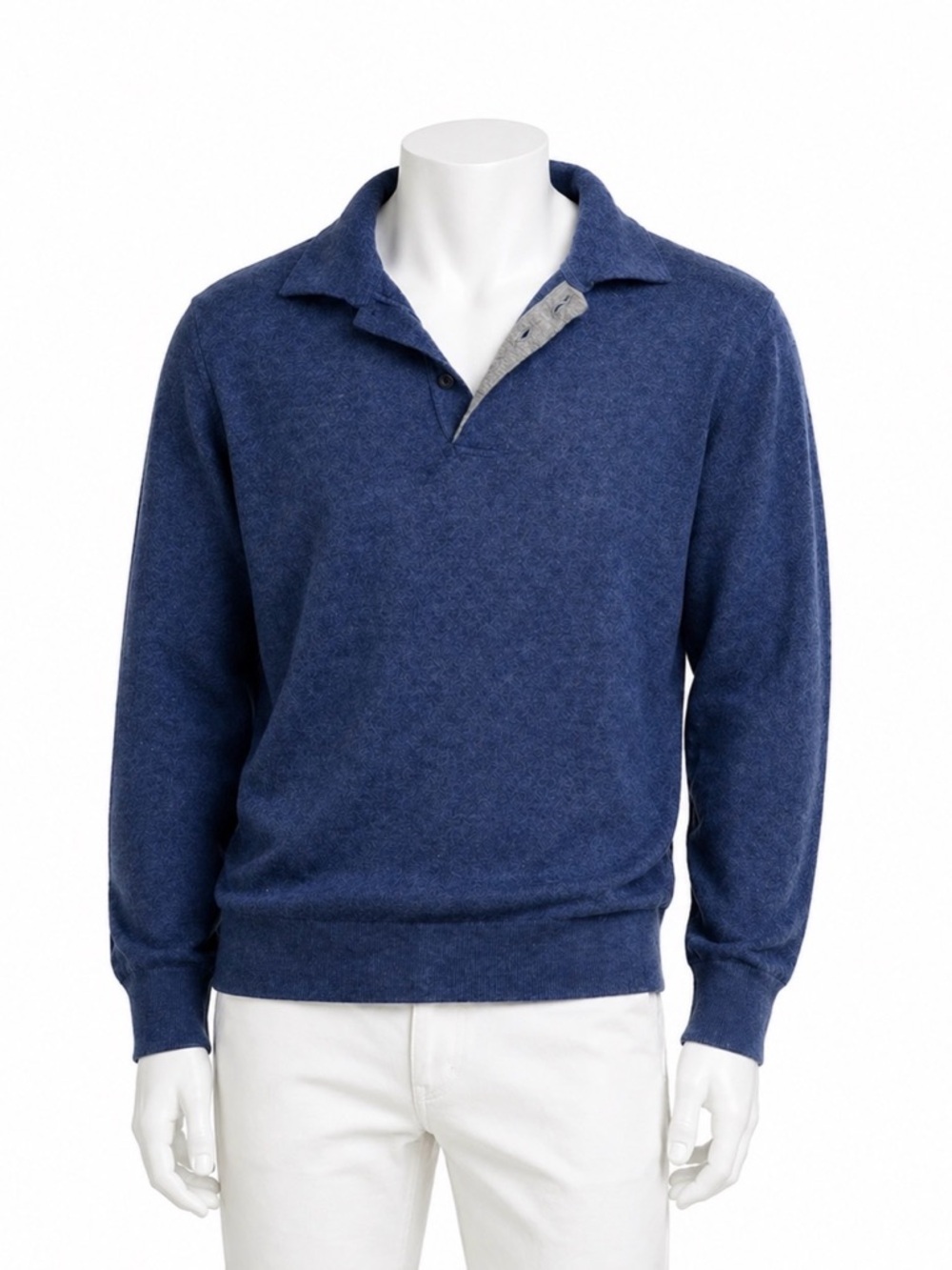 Vintage Valentino Wool Blend Polo Sweater Blue